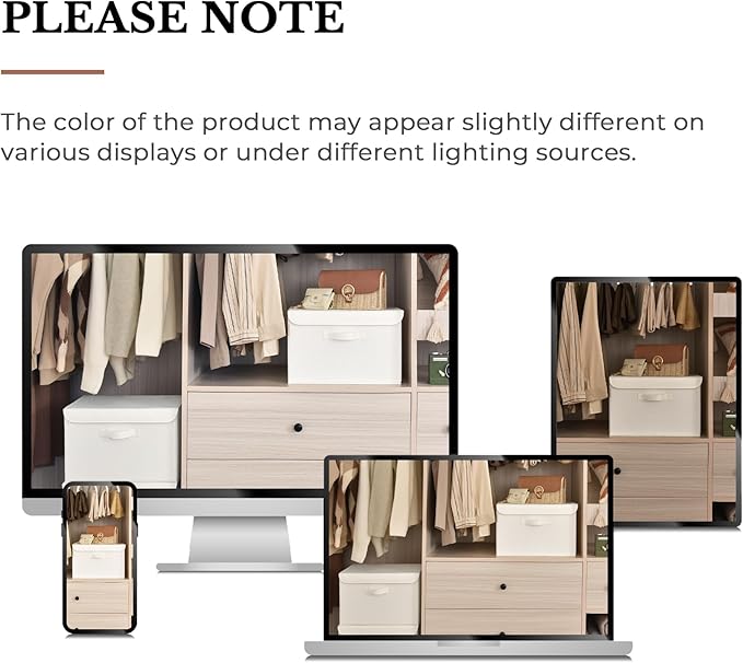 GRANNY SAYS Storage Bins with Lids, Fabric Storage Boxes, Closet Organizers and Storage, Ivory White, 2-Pack