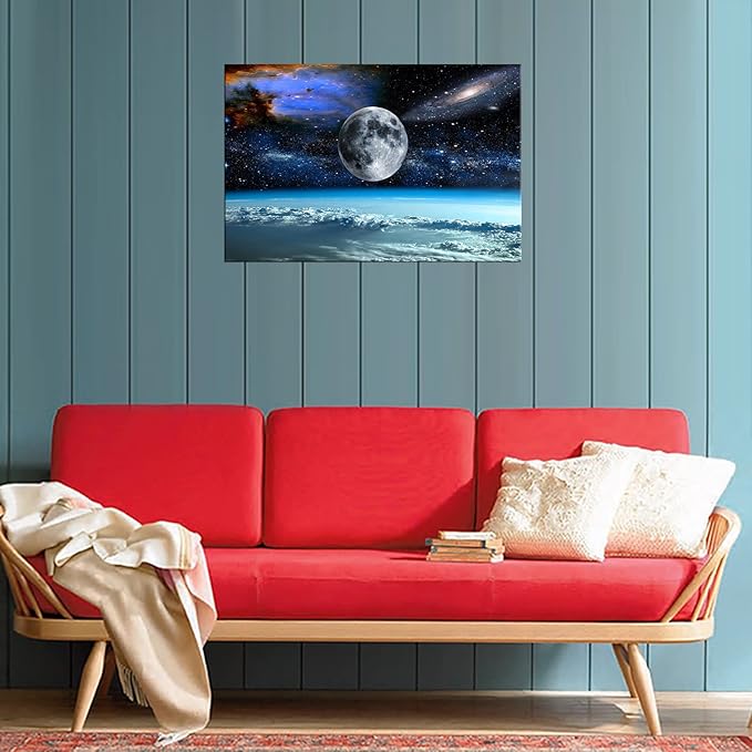 XXM WallArt FC2569 Space View From Earth Canvas Wall Art Landscape Modern Decor Abstract for Living Room, Bedroom, Kitchen, Home and Office