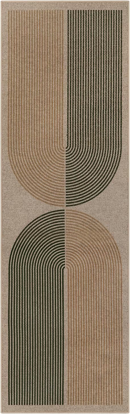 Lahome Modern Rainbow Easy Jute Rug, 2x8 Hallway Runner Washable Rugs for Entryway Farmhouse Kitchen Rug, Non Slip Indoor Outdoor Carpet Contemporary Throw Door Mat for Bedroom Porch