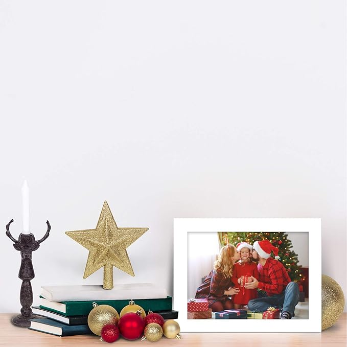 Egofine 5x7 Picture Frames Set of 4, Made of Solid Wood Covered by Plexiglass 3.5x5 and 4x6 with Mat or 5x7 without Mat, for Table Top Display and Wall Mounting Photo Frame White