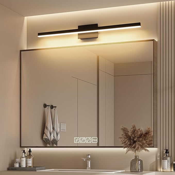 Joossnwell Bathroom Vanity Light Black Dimmable 5CCT Bathroom Lighting FIixtures Over Mirror 39.37 Inch Modern Vanity Light bar Led Bath Light ETL Certificated