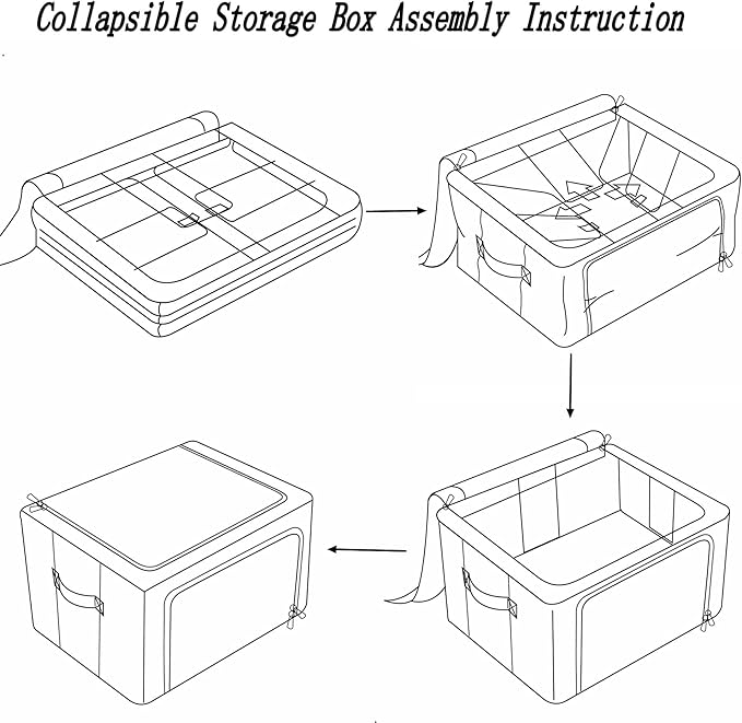 2 Pack Clothes Storage Bins Stackable Metal Frame Storage Box Foldable Linen Fabric Organizer with Carrying Handles and Clear Window (Light Gray, 15.7x 11.8x 7.8Inch)