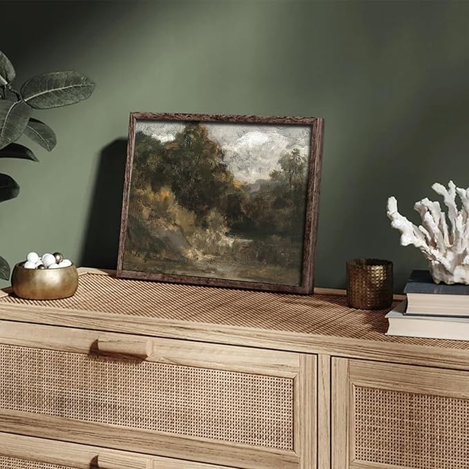 RETRART Vintage Home Decor, Moody Landscape Print - Wildflower Painting - Dark Autumn Print, 8" x 10" Unframed Canvas Prints for Bedroom Living Room Bathroom Wall Decor