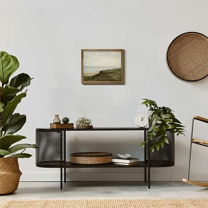 RETRART Vintage Wall Art, Vintage Seaside Landscape Painting - Muted Green Prints - Antique Wall Art Print, 8" x 10" Unframed Canvas Prints for Bedroom Living Room Bathroom Wall Decor