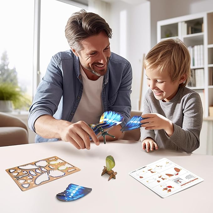 STEM Projects Preschool Toys for Kids, Eco-Friendly 3D Paper Puzzles for Children, Ideal Common Blue Morpho (Ages 7+)โฆโฆ