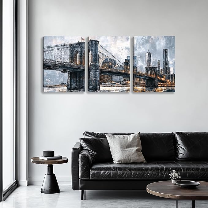 3 Pieces Canvas Wall Art Framed Canvas Paintings Picture Posters Prints Landscape Wall Art Decor for Living room Bedroom Home Office Wall Decor Framed Wall Art (36''W x 16''H)