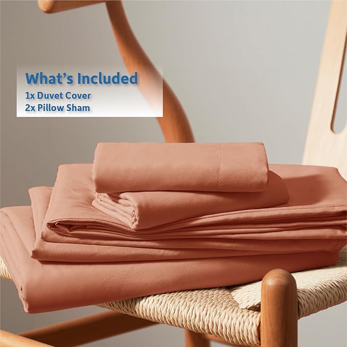 Nestl Rust Duvet Cover King Size - Soft Double Brushed King Duvet Cover Set, 3 Piece, with Button Closure, 1 Duvet Cover 104x90 inches and 2 Pillow Shams