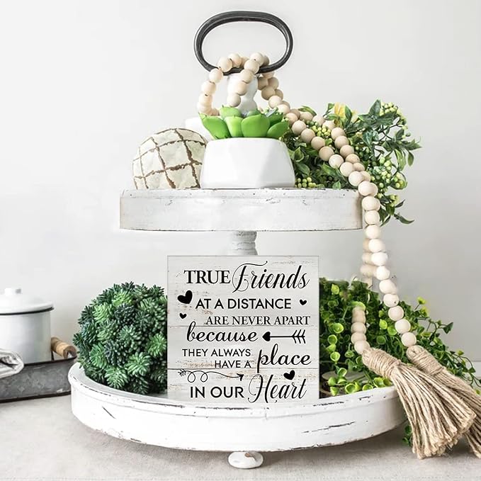 Kinship Wooden Box Sign Desk Decor Rustic Wood Block Plaque Box Sign for Home Living Room Shelf Table Decoration (5 X 5 Inch) (TRUE)