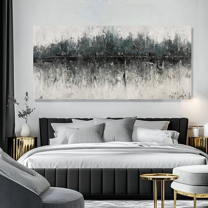 SDYA Abstract Wall Decorations for Living Room/Green and Grey Painting Artwork on Canvas/Master Bedroom Wall Decor/Posters for Room Men Office Dining Room 29"x 58"