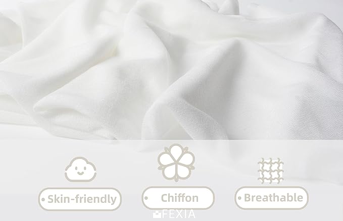 FEXIA White Chiffon Table Runner Sheer Sparkling Chiffon Fabric Bridal Party Romantic Baby Shower Wedding Reception Decorations 29x118 Inches