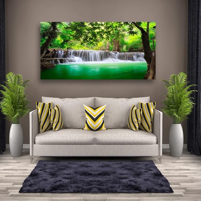 Wall Art Waterfall Tree Landscape Picture Canvas Wall Art Print Paintings Modern Artwork for Living Room Wall Decor and Home Décor Framed Ready to Hang,2cm Thick Frame, Waterproof Artwork.