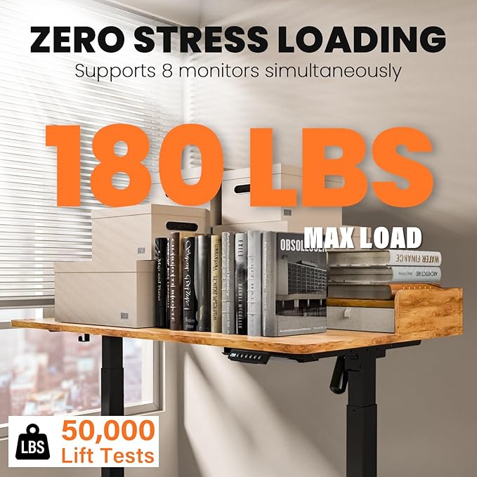 Kingant 55 x 30 Inch Standing Desk with Drawers, Adjustable Height Electric Sit Stand Desk with Storage Shelf, Rising Stand Up Computer Desk for Home Office Workstation, 3 Preset Heights