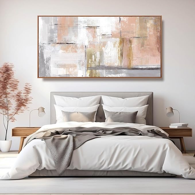 Kureful Large Painting Gold Abstract Wall Art for Living Room Bedroom Office Modern Artwork Graffiti Home Decor 30x60 Inches Ready to Hang