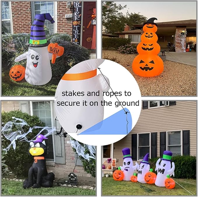 12 Pack Replacement 6.5ft Tethers and Aluminum Metal Stakes Tie Down Rope Strings Halloween Christmas Xmas Blow Up Inflatable Spikes Outdoor Holiday Yard Garden Lawn Decoration Camping Tent