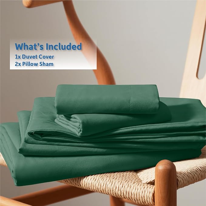 Nestl Dark Green California King Duvet Cover Sets - Soft Double Brushed Cal King Duvet Cover, 3 Piece, with Button Closure, 1 Duvet Cover 104x98 inches and 2 Pillow Shams