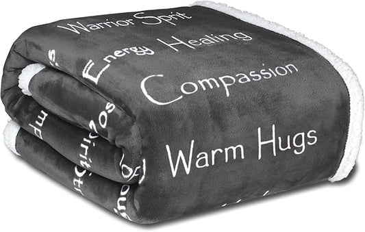 WOLF CREEK BLANKET - Compassion Blanket (Brand)- Strength Courage Super Soft Warm Hugs, Get Well Gift Blanket Plush Healing Thoughts Positive Energy Love & Hope (Charcoal, 50 x 65 Sherpa)