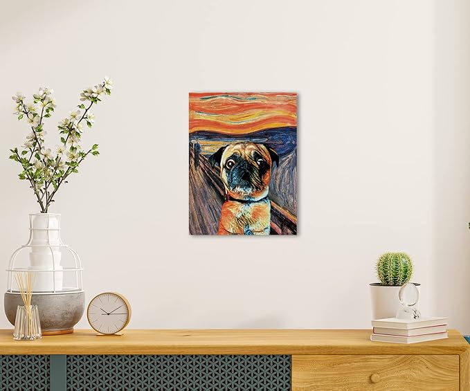 Nogrit Pug Dog Wall Art, Pug Gifts for Pug Lovers Women, Pug Decor, Pug Dog Posters, Pug Mom Gifts, Watercolor Pug Canvas Wall Art 11x14