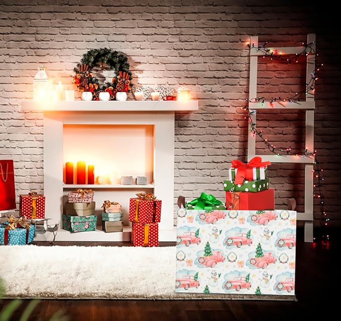 CLOCOR Rectangular Storage Basket Empty,Gift Basket,Waterproof Storage Bin with Handles,Room Decor(Christmas Gift Car)