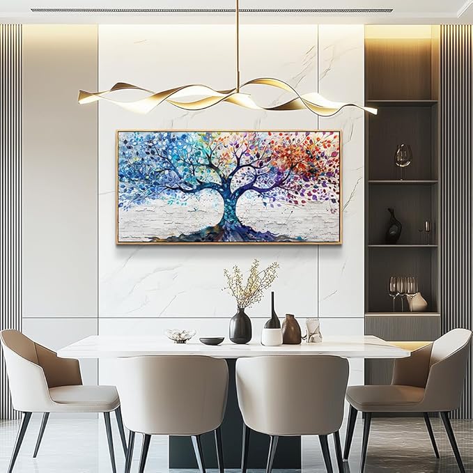 ERQINHUA Large Canvas Wall Art For Living Room Wood Framed Wall Decor For Bedroom Modern Office Decorations Colorful Wall Painting Tree Abstract Pictures Canvas Prints Artwork Home Decor 20x40 In