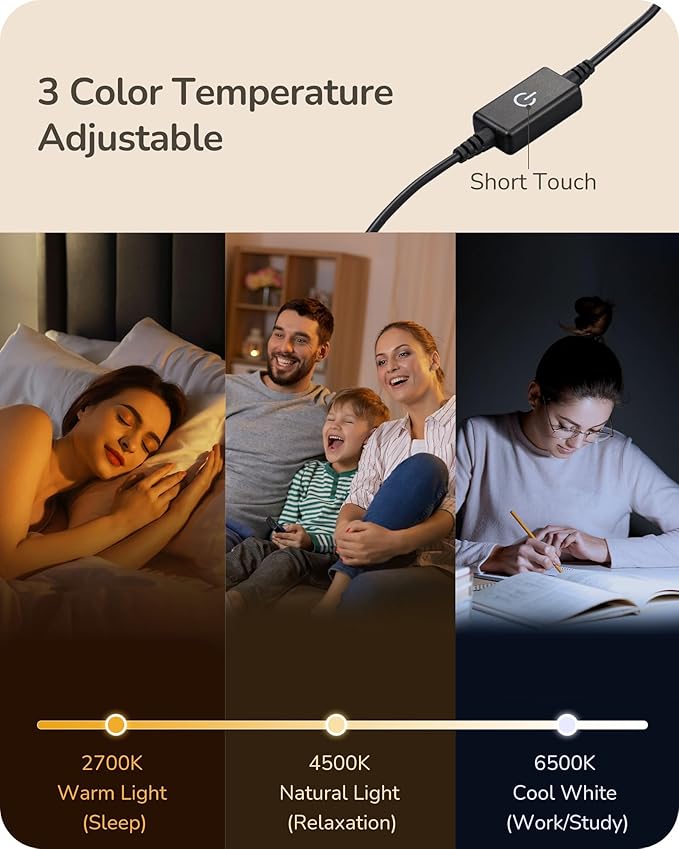 EDISHINE Upgraded LED Table Lamp Set of 2, Stepless Dimmable Bedside Lamps with Metal Finish & 3 Color Temperature, 6W Modern Desk Lamps, Black Nightstand Lamp for Bedroom, Living Room, Corner, Gift