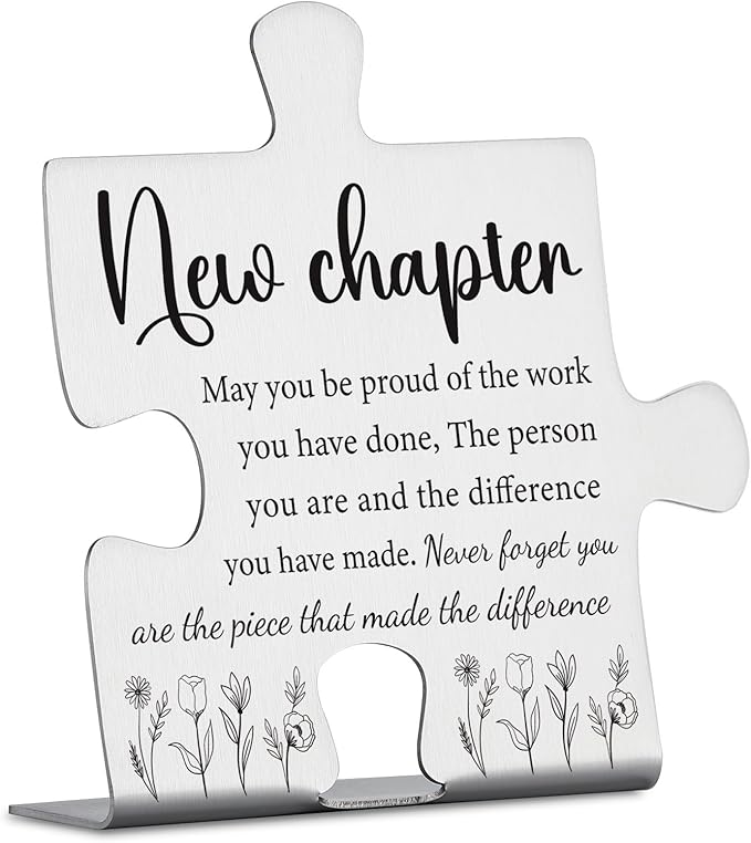 New Chapter Appreciation Gifts, Inspirational Farewell Gift for Coworkers, Employees, Teachers, Nurses, Retirement, Promotion or Going Away Puzzle Piece Decorative Signs Plaques YCC1