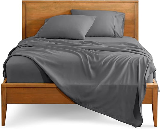 Bare Home Split California King Sheet Set - 1800 Ultra-Soft Microfiber Split California King Bed Sheets - Double Brushed - Deep Pockets - Easy Fit - 5 Piece Set - Bed Sheets (Split Cal King, Grey)