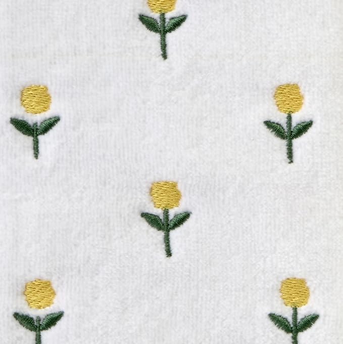 SKL Home Staggered Blossoms Hand Towel 2pc Set for Bath/Kitchen/Bar & Gift, White