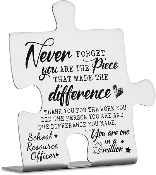 School Resource Officer Gifts, Thank You Appreciation Gifts for School Resource Officer Week Birthday Christmas Office Desk Decor Puzzle Piece Decorative Signs Plaques YCC30