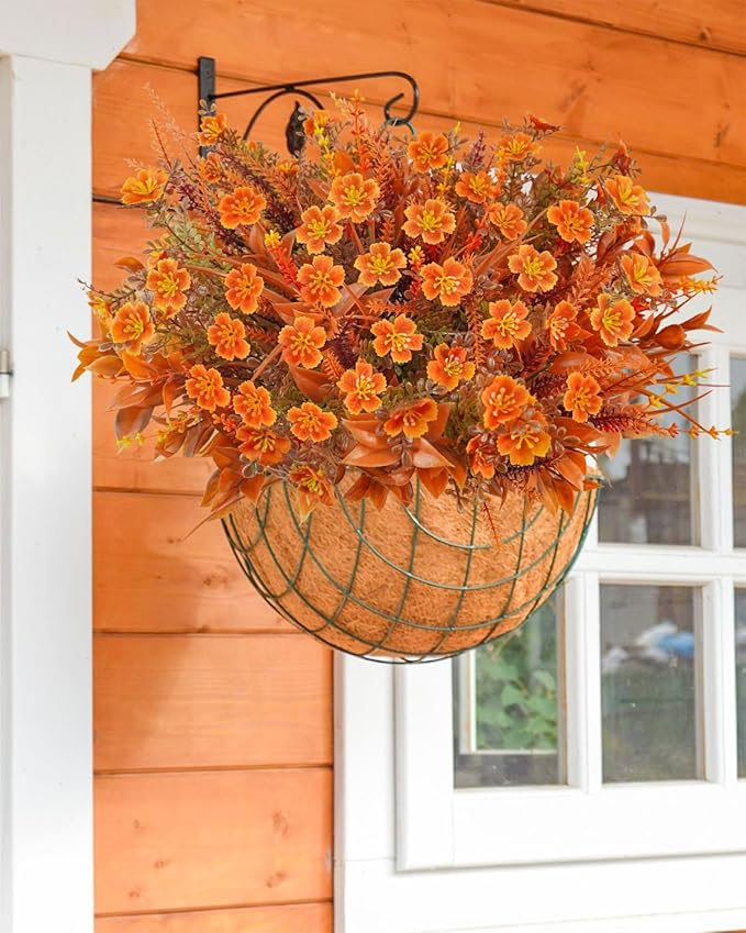 40 Pcs Artificial Fall Flowers Outdoor Faux Fall Plants UV Resistant Fall Flower Decorations for Home Front Porch Farmhouse Office Birthday Party Table Centerpiece Harvest