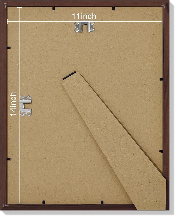 Vittanly 11x14 Picture Frames Set of 9, Shatter Resistant Plexiglass, Display 8x10 Pictures with Mat or 11x14 without Mat, Photo Frames for Wall or Tabletop, Engineered Wood, Walnut