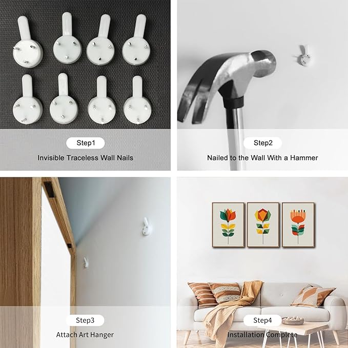 CHDITB Abstract Floral Framed Canvas Wall Art, Large Aesthetics Geometry Flowers Wall Decor, Neutral Geometric Lines Wall Painting, Modern Floral Art Prints for Living Room Bedroom Office 16"x24"x3