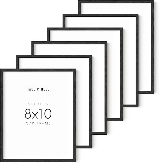 HAUS AND HUES 8x10 Oak Wood Frames, Set of 6 Black 8x10 Frames