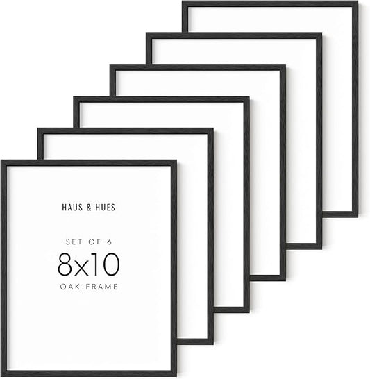 HAUS AND HUES 8x10 Oak Wood Frames, Set of 6 Black 8x10 Frames