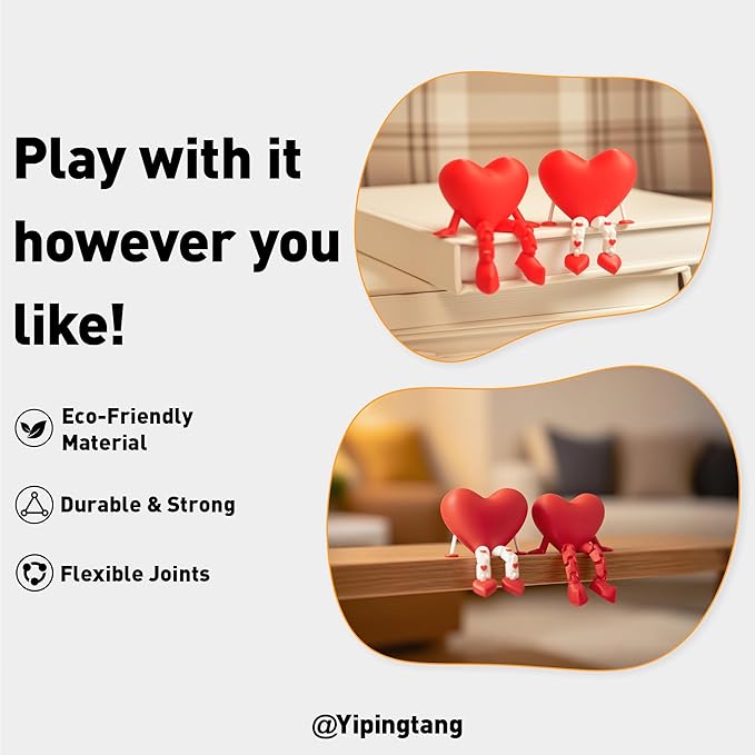 Heart Desk Figurine Set – Cute Love-Inspired Decor with Movable Legs & Hands – Perfect for Office, Home, or Gift for Lovers, Best Friends, and Special Occasions