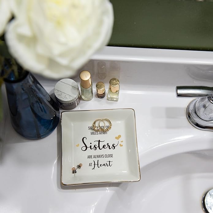 HOME SMILE Ceramic Ring Dish Jewelry Tray for Mom Sister Friends