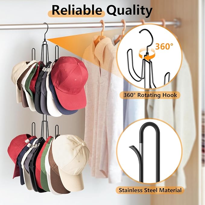Hat Hangers for Closet, Stainless Steel Hat Organizer, Hat Racks for Baseball Caps, Cap Organizer for Baseball Caps, 1 Pack Brand: NANATI
