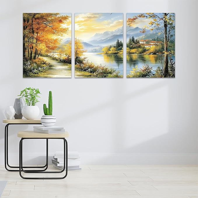 3 Piece Framed Canvas Wall Art Prints Paintings Wall Art for Living Room Large Size Wall Decor for Office Landscapes Modern Wall Decor Landscape Home Decor(36" Wx16 H)