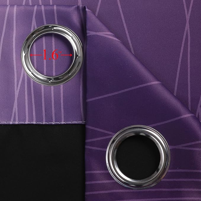 Estelar Textiler Purple and Black Ombre Blackout Curtains 45 Inch Length, Full Room Darkening Gradient Drapes for Kitchen, Thermal Insulated Grommet Curtains for Short Window, 42Wx45L,2 Panels