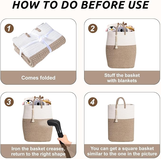 Woven Laundry Basket for Clothes, 80L Large Rectangle Laundry Hampers with Beads Tassel, Nursery Storage Basket for Toys, Tall Dirty Clothes Hamper for Bedroom Aesthetic, Laundry Room Organization