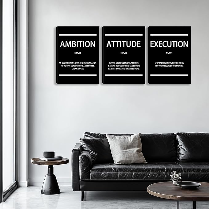 Motivational Wall Decor Paintings Inspirational Office Wall Decor Posters Prints 3 Pieces Bedroom Decor Living Room Office Canvas Picture Wall Painting Home Decoration Framed Artwork (36''W x 16''H)