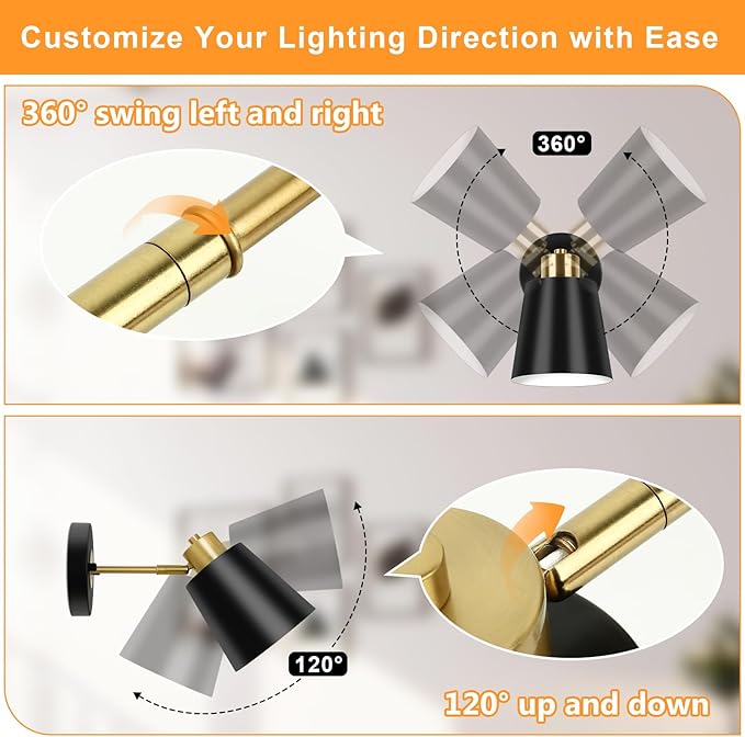 Battery Operated Wall Sconces Set of 2, Wireless Wall Lights Dimmable with Remote Control, Indoor Sconce Wall Decor, LED Cordless Black Wall Mounted Lamps for Bedroom Living Room Hallway