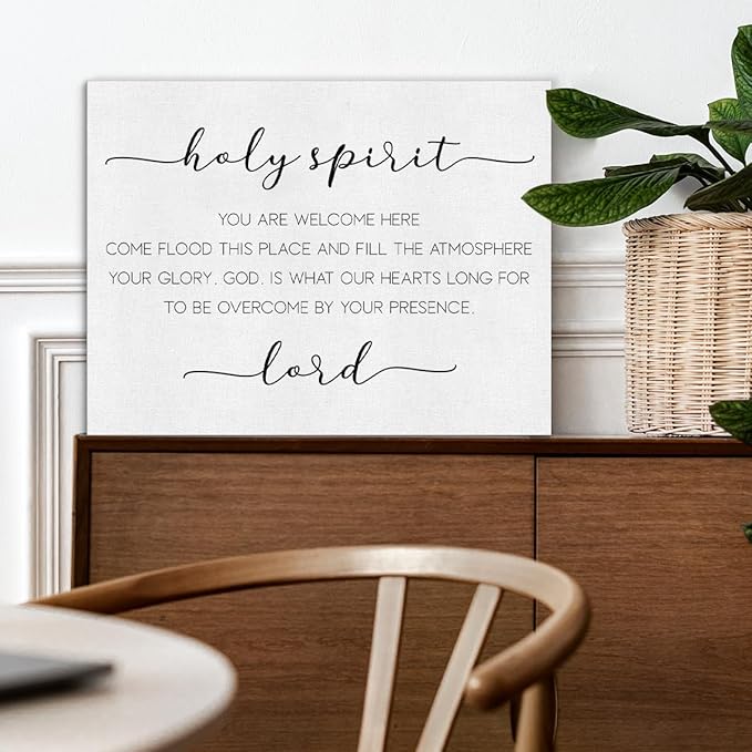Bible Verse Canvas Wall Art Holy Spirit You Are Welcome Here Religious Canvas Prints Framed Scripture Painting Artwork Ready to Hang Christian Home Office Wall Décor