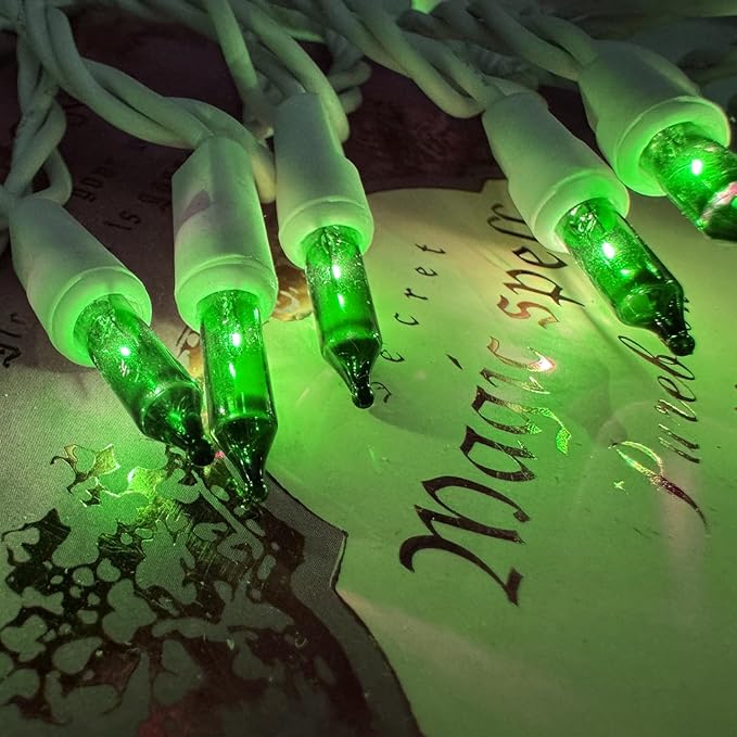 Green Christmas Lights 100 Count St Patricks Day Decorations String Lights with White Wire for Outdoor Indoor Christmas,Wedding Decorations Halloween Decor,UL Certified (21feet)