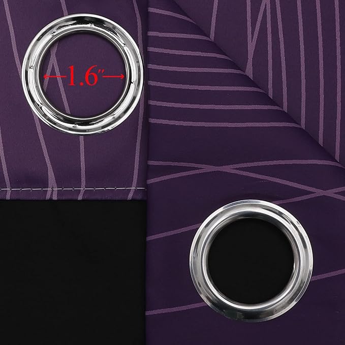Estelar Textiler Purple and Greyish White Blackout Curtains 72 Inch Length 2 Panels Set, Room Darkening Grommet Ombre Curtains for Bedroom, Thermal Insulated Light Blocking Gradient Drapes, 52Wx72L