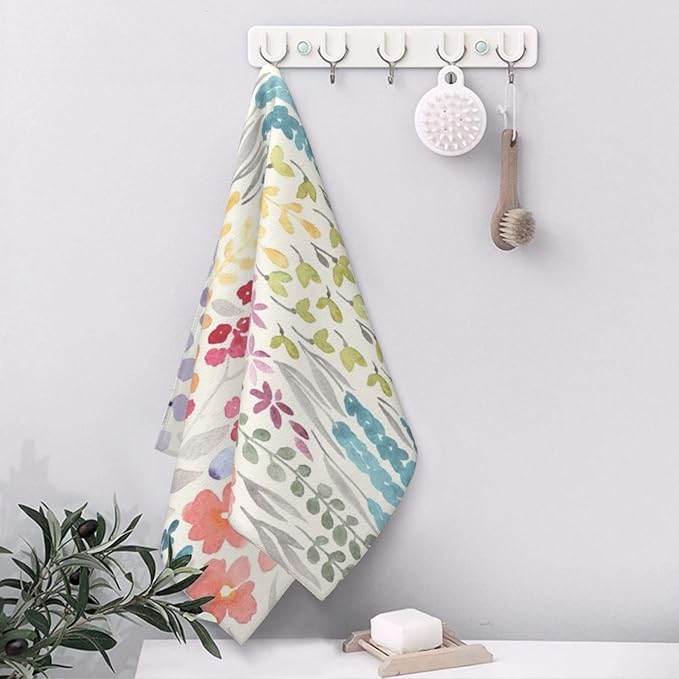 Spring Kitchen Towels 16x24 Inch Colorful Flowers Decor Dish Towels Floral Watercolor Wildflower Summer Seasonal Decoration Hand Towels Absorbent Dish Cloths for Home Kitchen Dining Set of 2