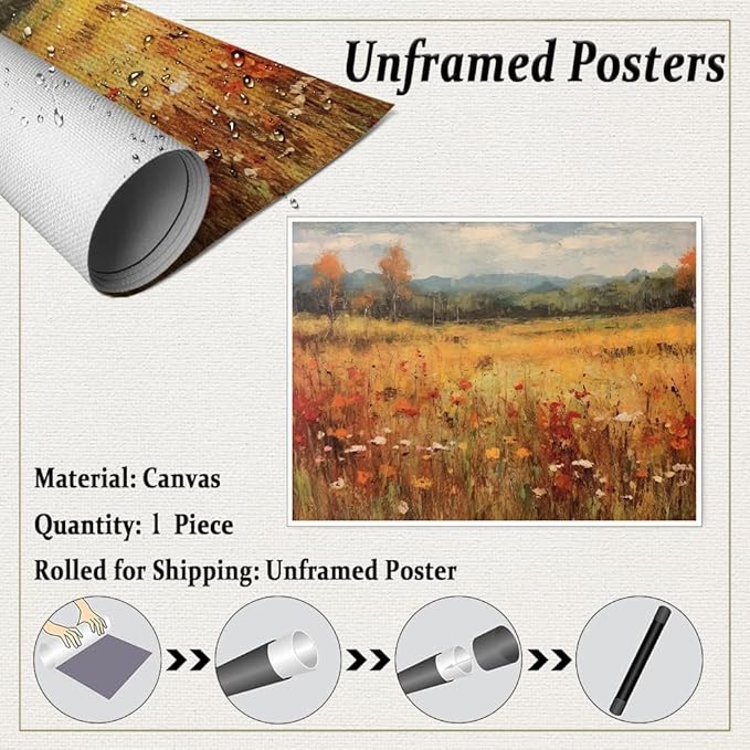 Autumn Wildflowers Canvas Print posters Farmhouse Decor Fall Wall Art Autumn Decor Wildflower Wall Art Autumn Home Decor 12x16 Unframed