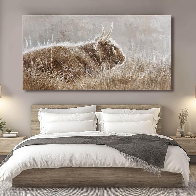 VAYIMDH Country Pictures Wall Decor Cow Canvas Wall Art Contemporary Wall Picture 29"x58" Large Artwork for Living Room Office Decorations