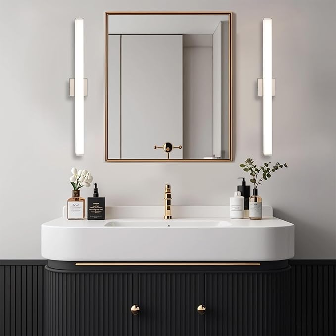 Bathroom Vanity Light Brushed Nickel Square LED 31.5 inch 24W 4000K Natural White Light Wall Bar Lighting Fixtures Over Mirror (Dimmable)