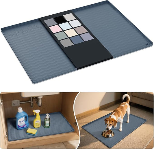 URMONA Waterproof Silicone Under Sink Mat 40'' x 22'' Shelf Liner for Kitchen and Bathroom, Cabinet and Counter Protector, Storage and Organizers, Litter Mat, Pet Cat Puppy Essentials(Dark Grey)