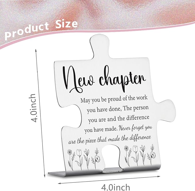 New Chapter Appreciation Gifts, Inspirational Farewell Gift for Coworkers, Employees, Teachers, Nurses, Retirement, Promotion or Going Away Puzzle Piece Decorative Signs Plaques YCC1